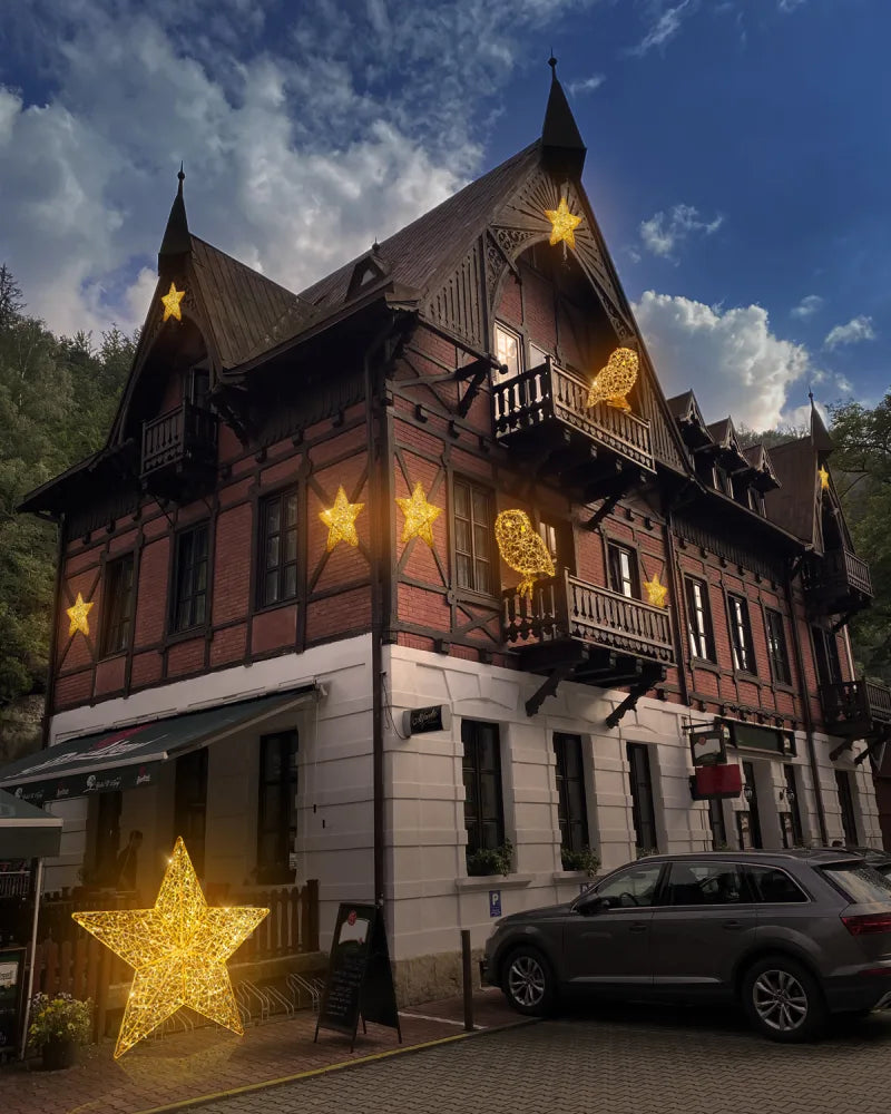 LED-Deko-Eule aus Aluminium – 120 cm hoch, gold, wetterfest für Außenbereich