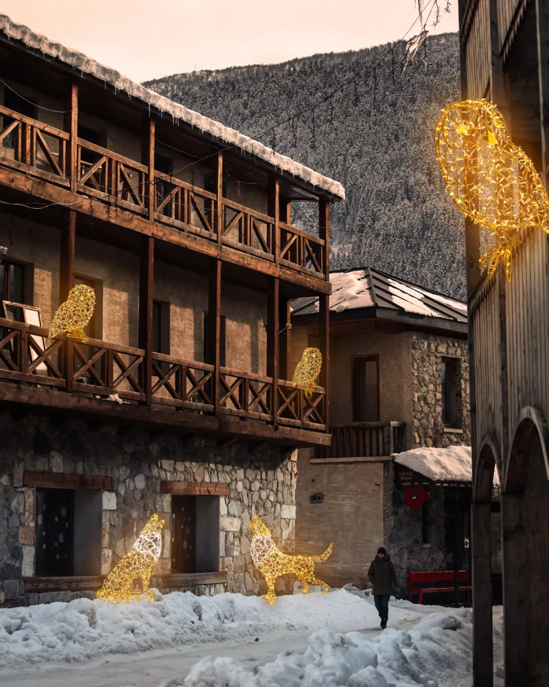 LED-Deko-Eule aus Aluminium – 120 cm hoch, gold, wetterfest für Außenbereich