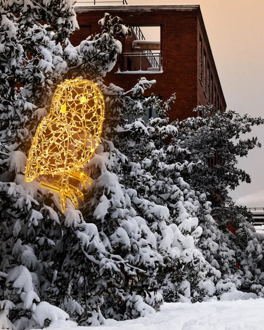 LED Owl made of aluminum – gold