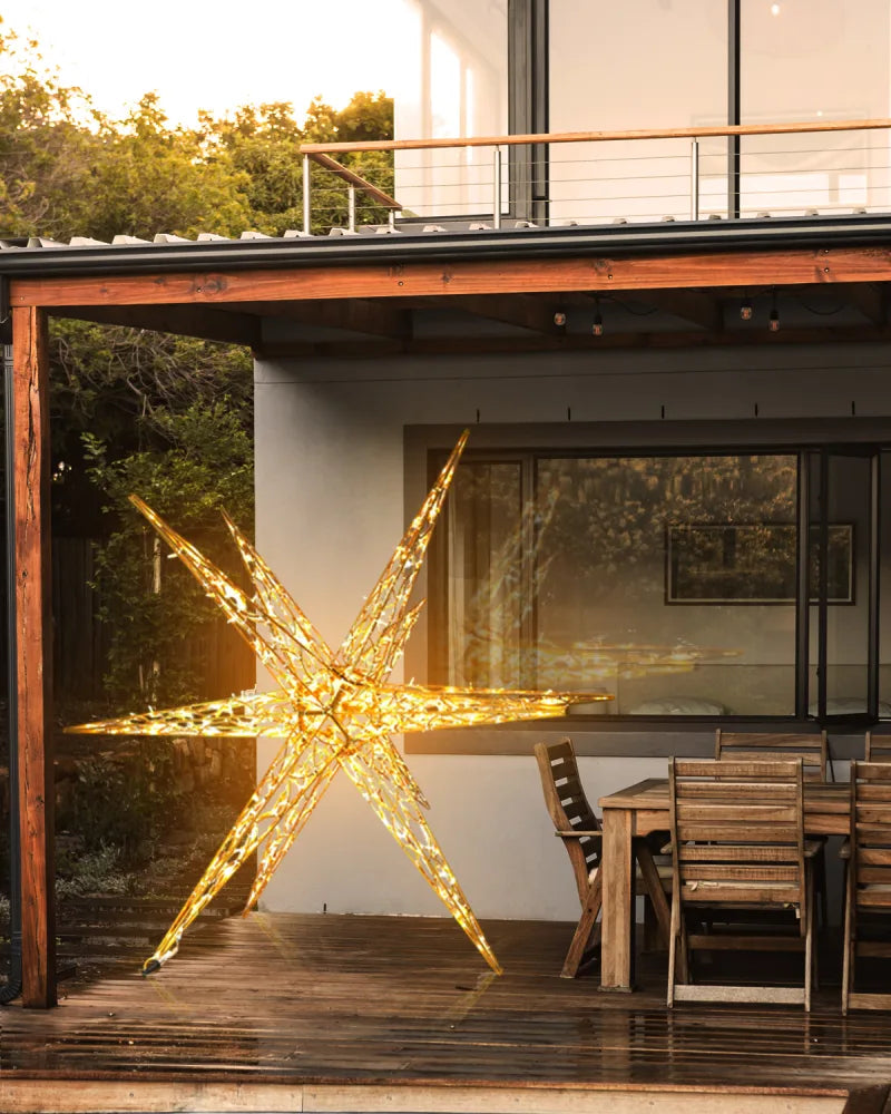LED-Stern TWELVER – zwölfzackige Lichtskulptur, 200 cm, gold
