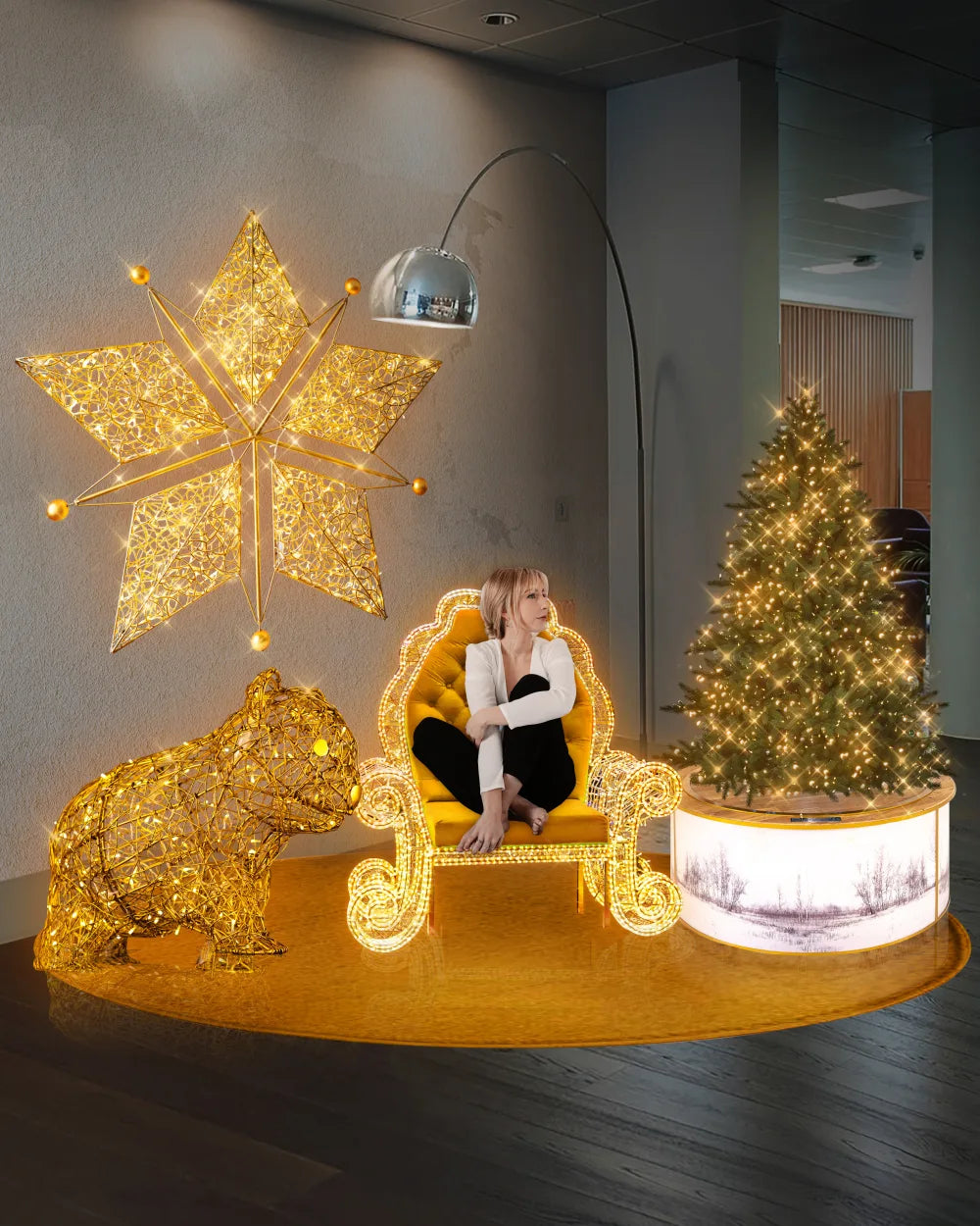 LED Star NAOMI – geometric light sculpture made of aluminum